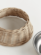 Gamelle pour animaux en rotin